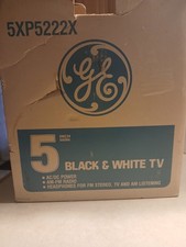 General Electric Portable CRT TV Radio 5 Black and White GE Retro Works
