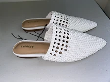 Elegant White Woven Women's Mules Express Size 8.5 Pretty! Brand new NWT