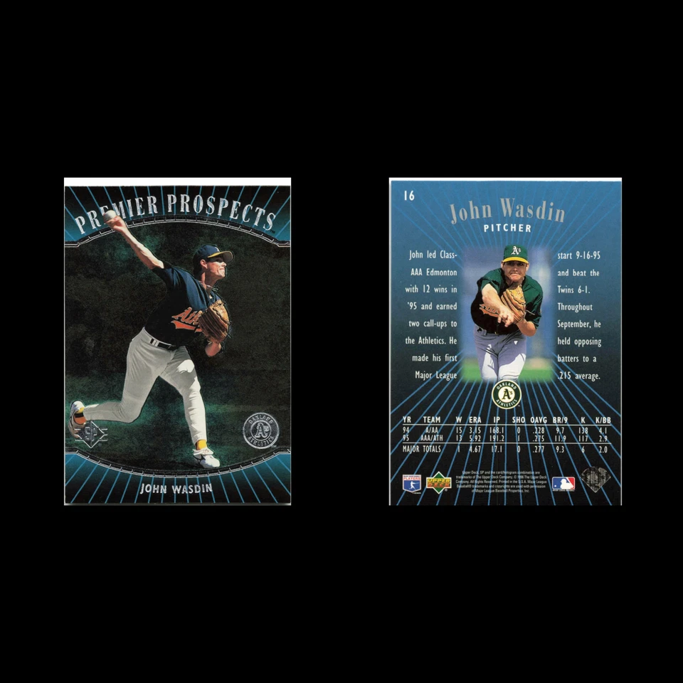 John Wasdin Rookie #16 1996 Upper Deck SP Oakland Athletics Baseball Card MLB NM - Image 3 of 3