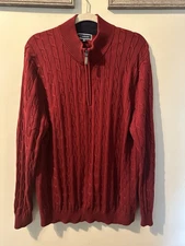 CLUB ROOM  Dep Red  Quarter Zip Pullover Sweater Long Sleeve Size XXL