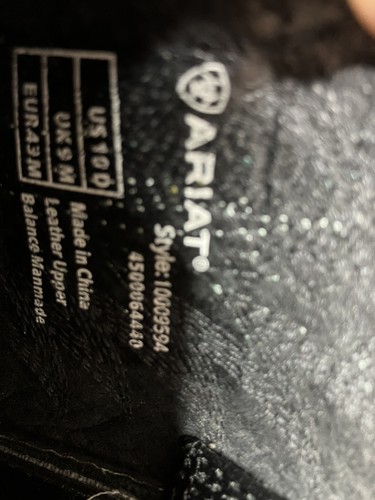 BOTAS VAQUERAS ARIAT STOCKMAN CUERO DE VACA NEGRO PUNTA REDONDA #10009594 HOMBRE 10D - Imagen 9 de 10