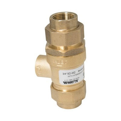 9D Series 3/4 Brass Dual Check Valve Backflow Preventer, Union Female NPT Inlet