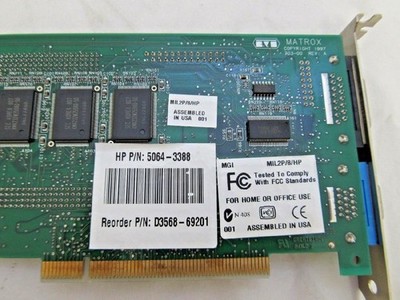 HP Matrox Millennium II 8MB PCI Video Card with VGA - D3568-69201