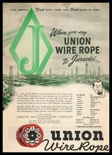 1947 Jarecki Oil Field Supplier Houston Texas Union Wire Rope Vintage Print Ad