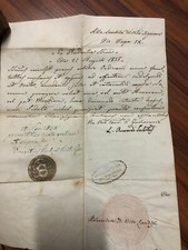 Documento antico 1858 lettera manoscritta a Papa Pio IX con timbro e sigillo 