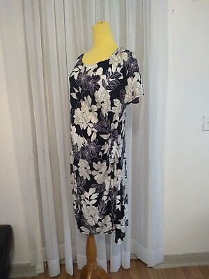 Robbie Bee Black Gold Foil Floral Faux Wrap Knee Length Dress Size XL | eBay Robbie Bee Black Gold Foil Floral Faux Wrap Knee Length Dress Size XL | eBay