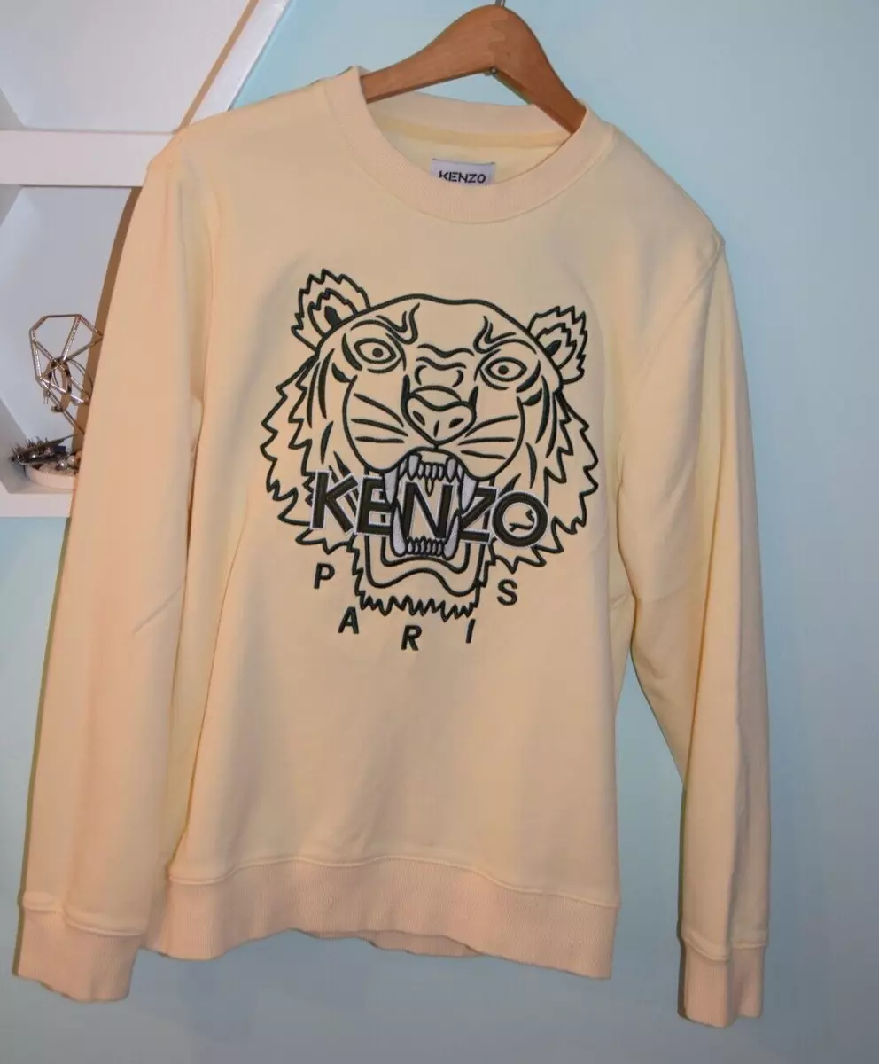 KENZO PARIS TIGER Embroidered Round Neck Swearthirt/Pullover Cream