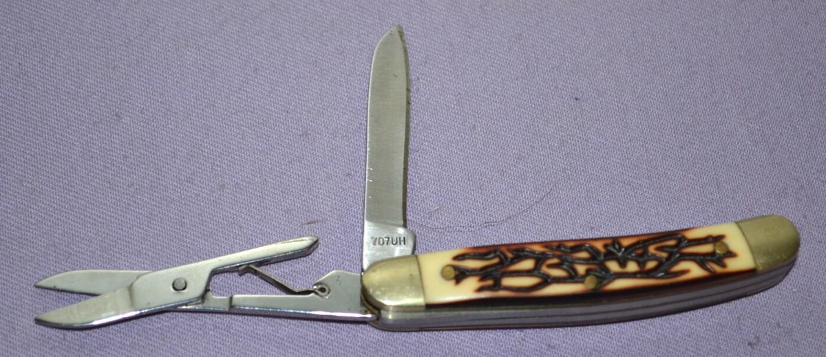 SCHRADE Uncle Henry 707UH Gambler Flat Blade & Scissors Folding SCHRADE Uncle Henry 707UH Gambler Flat Blade & Scissors Folding