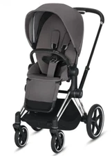 Cybex Priam 3 Frame Seat Pack Baby Stroller Newborn Infant Grey Chrome Black