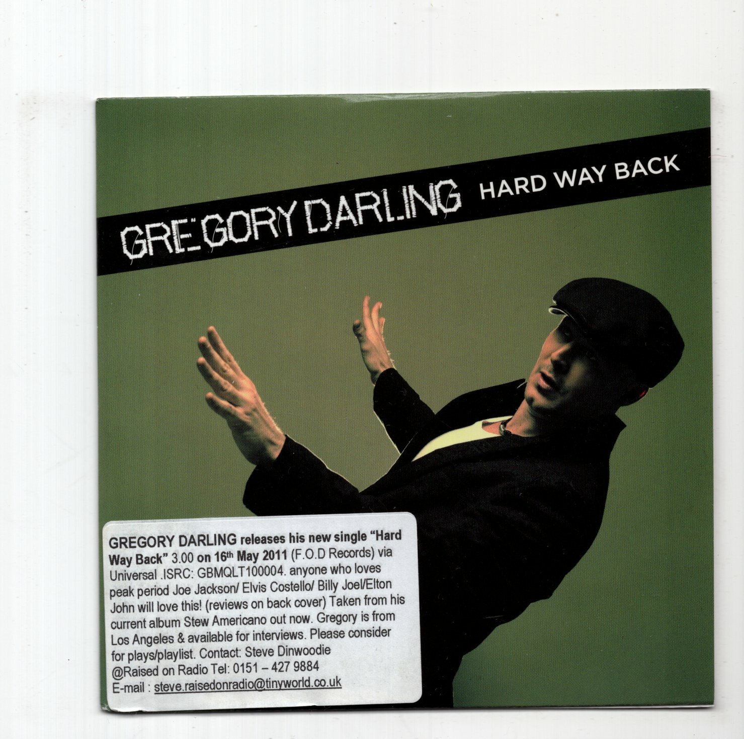 (JA224) Gregory Darling, Hard Way Back - 2011 CD