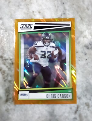 2022 Score Chris Carson /599 Orange Lava #175