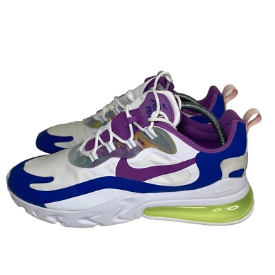 Nike Air Max 270 React Mens Size 11.5 White Blue Athletic Running Shoes Sneakers