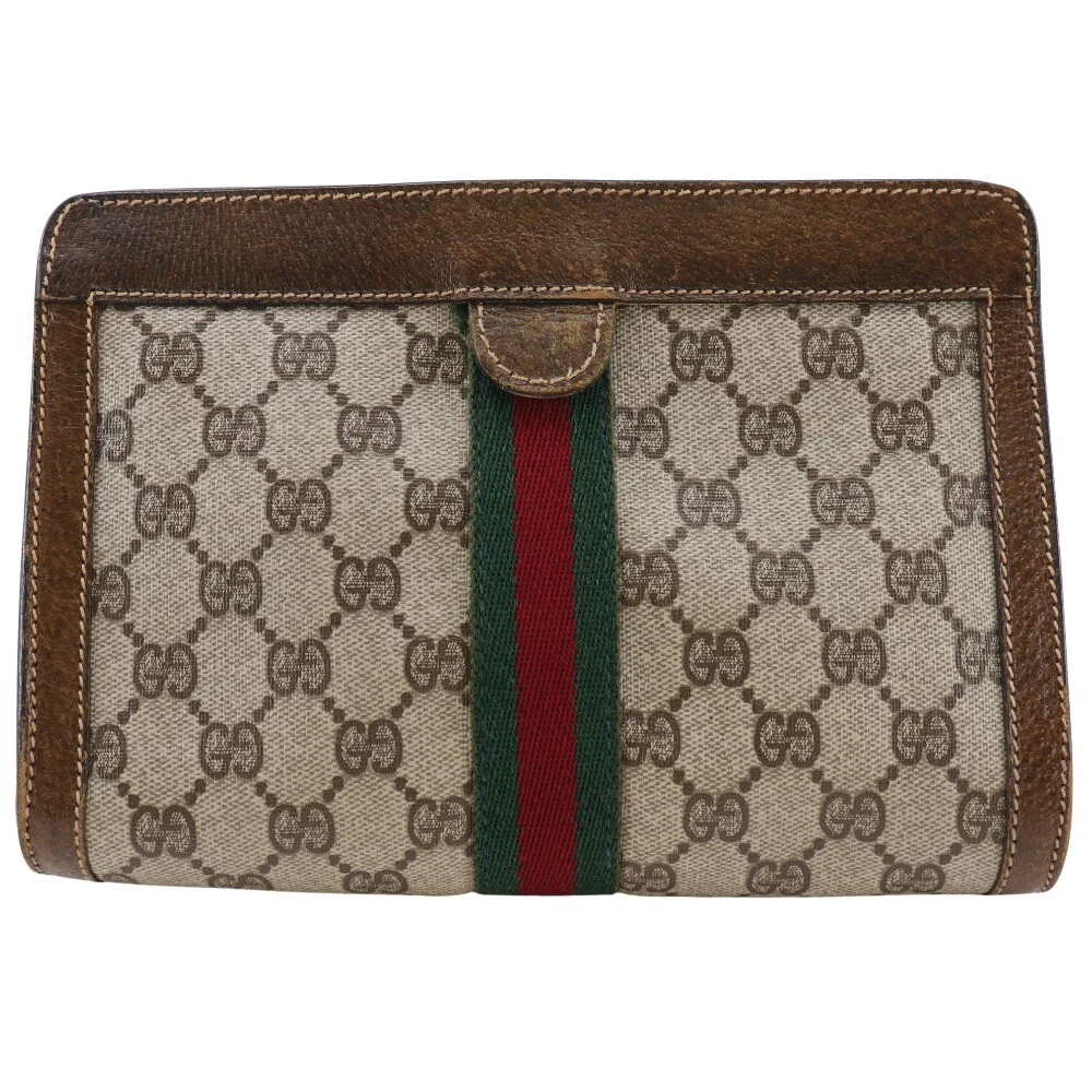Ancienne pochette Gucci GUCCI marron sherry GG toile suprême unisexe