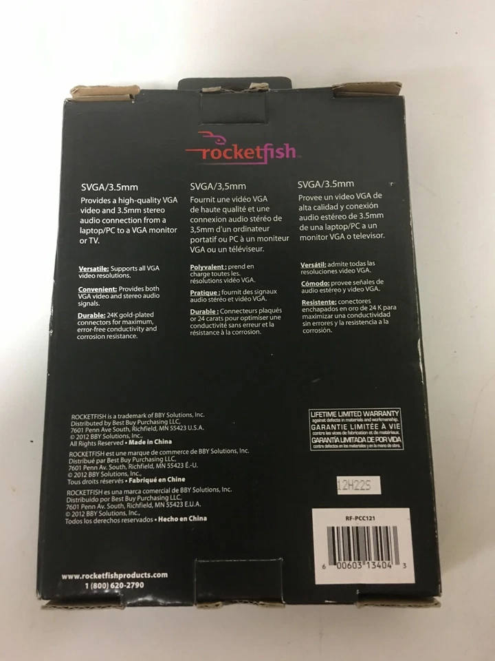 Rocketfish RF-PCC121 SVGA / 3.5mm Stereo Audio 6ft Cable  - Image 2 of 2