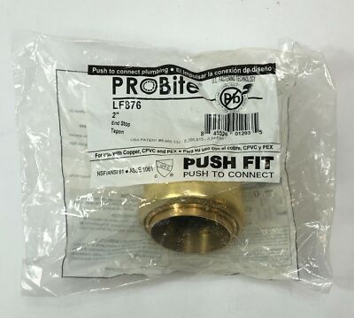 PROBITE LF876 2'' End Stop Push Fit Brass Fitting Cap Dual Seal Technology 2 Inch