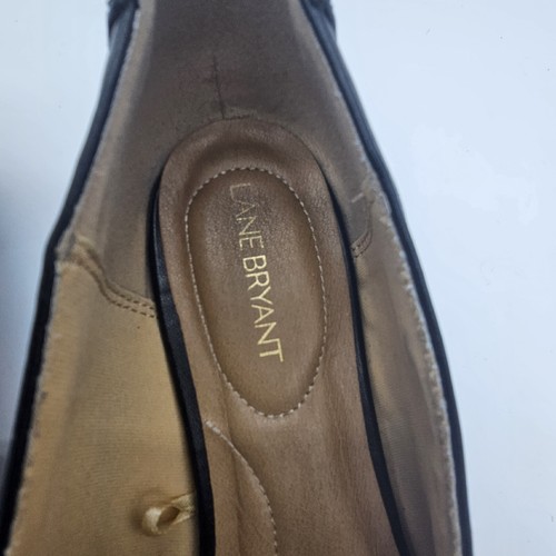 Lane Bryant Womens Slip On Flat Loafer Cushioned Gold Bar at Front Black 10 W - Picture 6 of 11