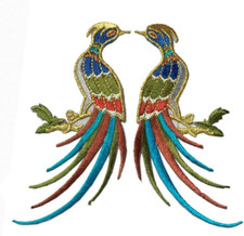 1Pair Birds Piece Embroidery Applique Patch Iron on Cotton Applique Patch Style