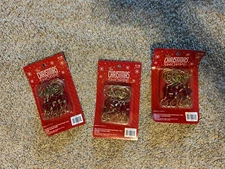 NEW CHRISTMAS SHOPPE Red BEAD AND Gold METAL ORNAMENT HOOKS - 36 PIECES