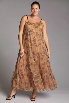 Anthropologie Maeve Sequined Tulle Midi Dress Size S | eBay