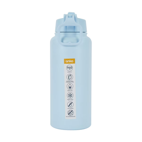 960ml Insulated Drink Bottle Water Bottle with Straw Double Wall Stainless Steel - Picture 17 of 21