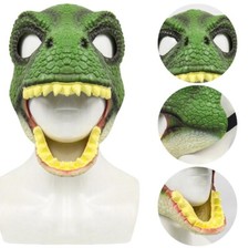 Green Dinosaur Mask Halloween Cosplay Costume Fear One Size T Rex