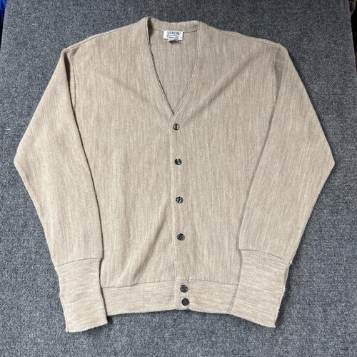 Vintage Arrow Tournament Cardigan Sweater Men's XL Brown Button Acrylic Made USA