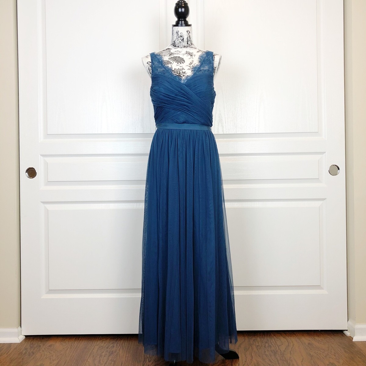 Anthropologie BHLDN Hitherto Fleur Full Length Bridesmaid Gown Size 10 TEAL  $250