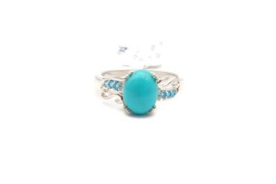 Sterling Silber 925 Türkis Neon Apatit Ring Größe 9,75