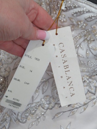 P11W CASABLANCA 1835 SZ 14 $1199 PLEATED BEADED SATIN FORMAL GOWN DRESS - Picture 16 of 18
