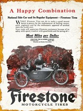 1920 Firestone Motorcycle Tires, National Sidecar New Metal Sign: Akron, Ohio