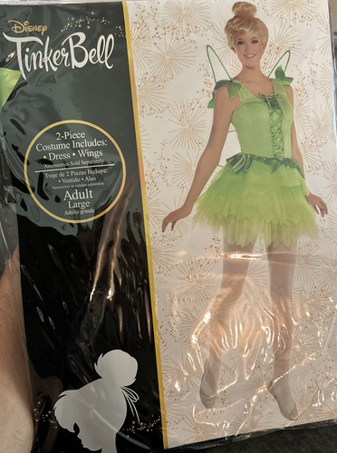 Disney Women's Tinker Bell Costume Adult Large 10-12 Dress Wings Halloween Sexy - Picture 1 of 7