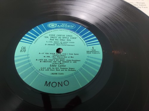 VG Eddie Cantor Sings, Ida, Sweet As Apple Cider (1964) RCA Camden – CAL 870 US - Imagen 2 de 3