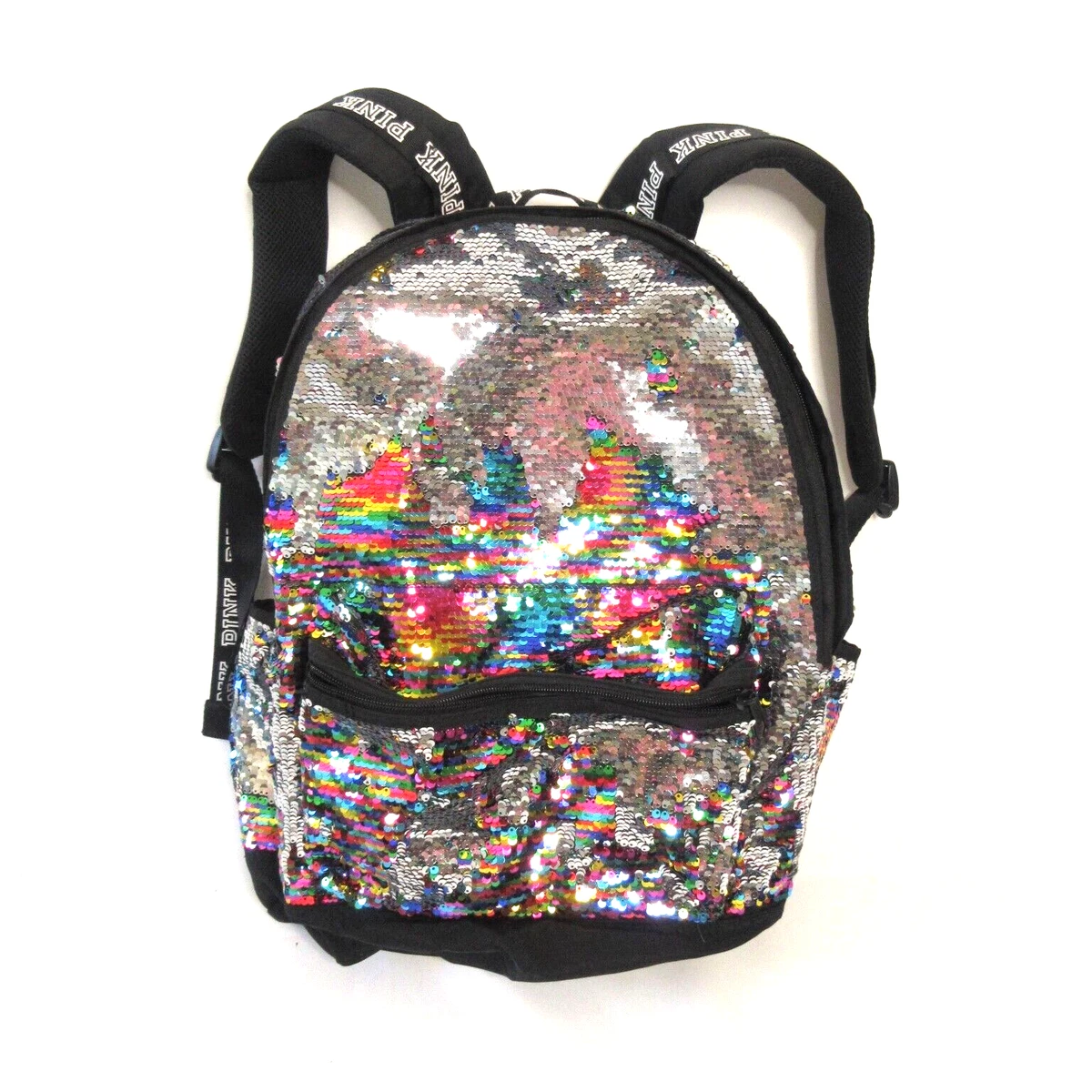 Victoria's Secret Pink RAINBOW Backpack Campus Bookbag School Bag Pockets  Zip