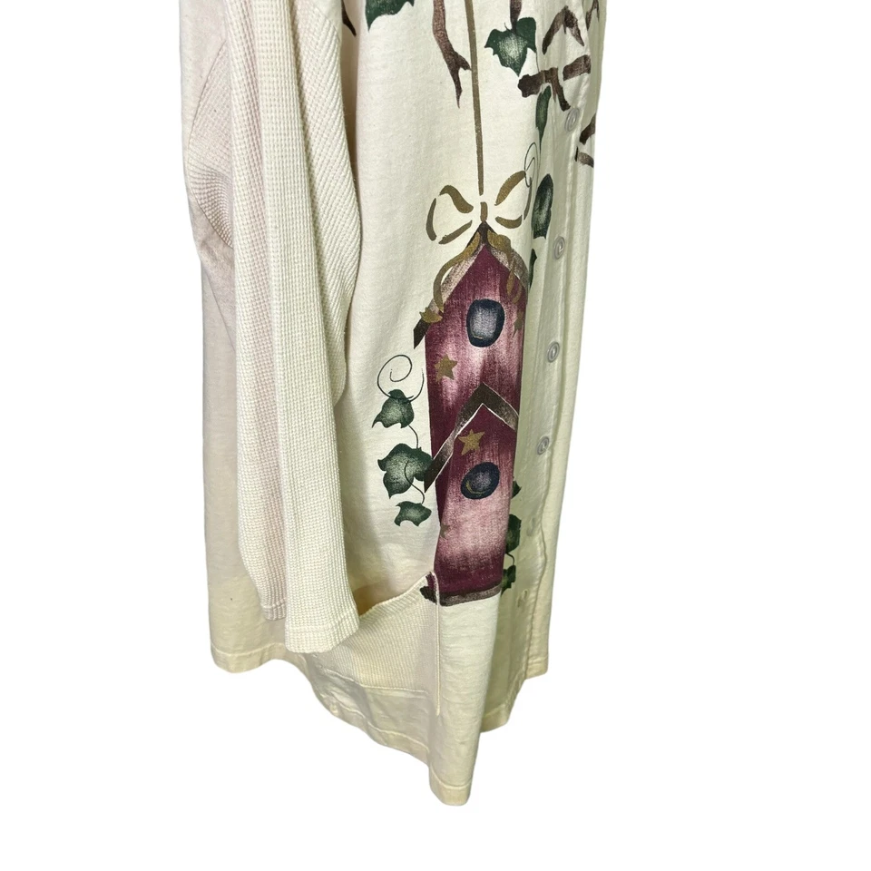 Designs by Cat свитер женщин XXL слоновой кости дерево скворечник длинным рукавом винтажный читать - Изображение 3 из 4