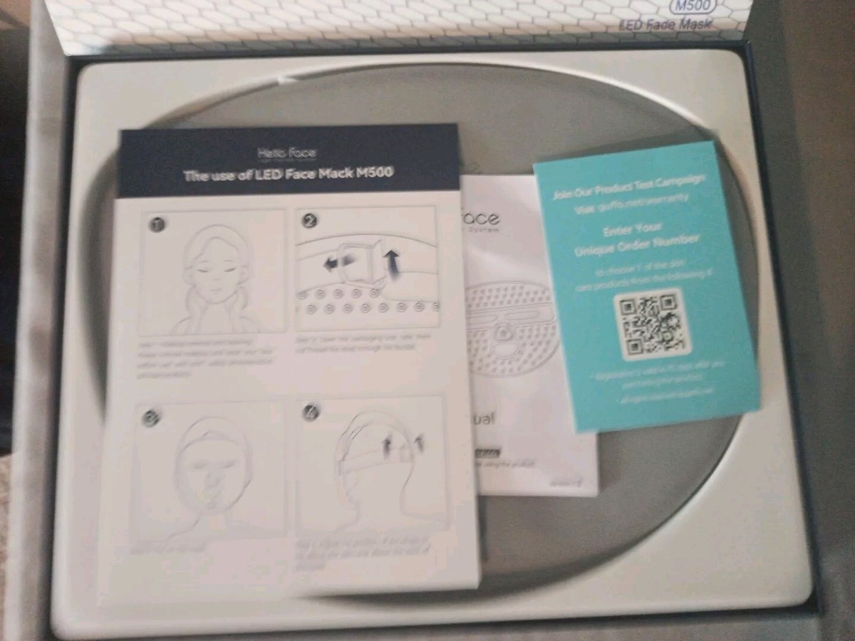 Hello Face Red Light Therapy System, Led Face Mask M500 Gray Color