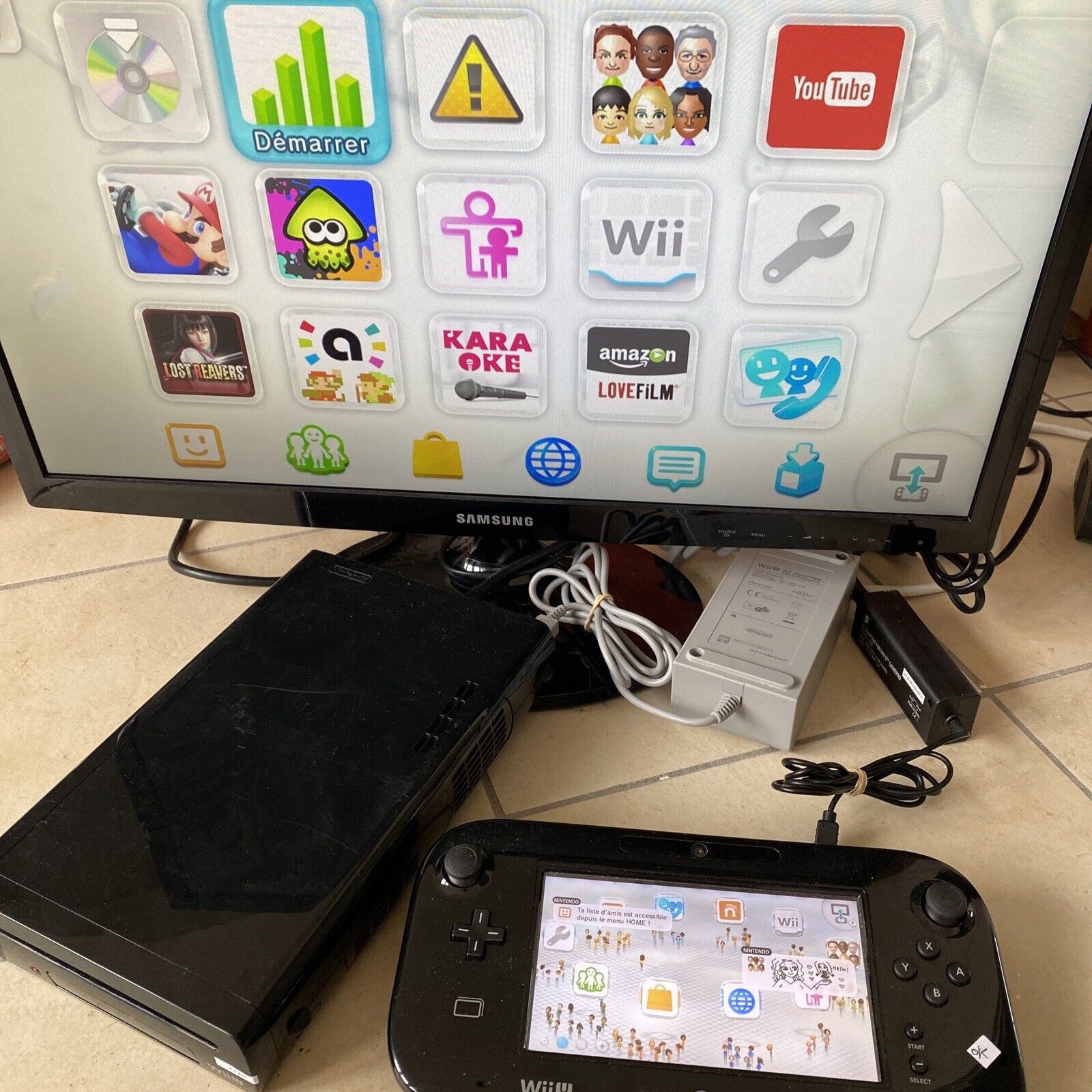 Console Gamepad Câbles Nintendo Wii U 32go - WUP-101 Fonctionne Bien + Jeux