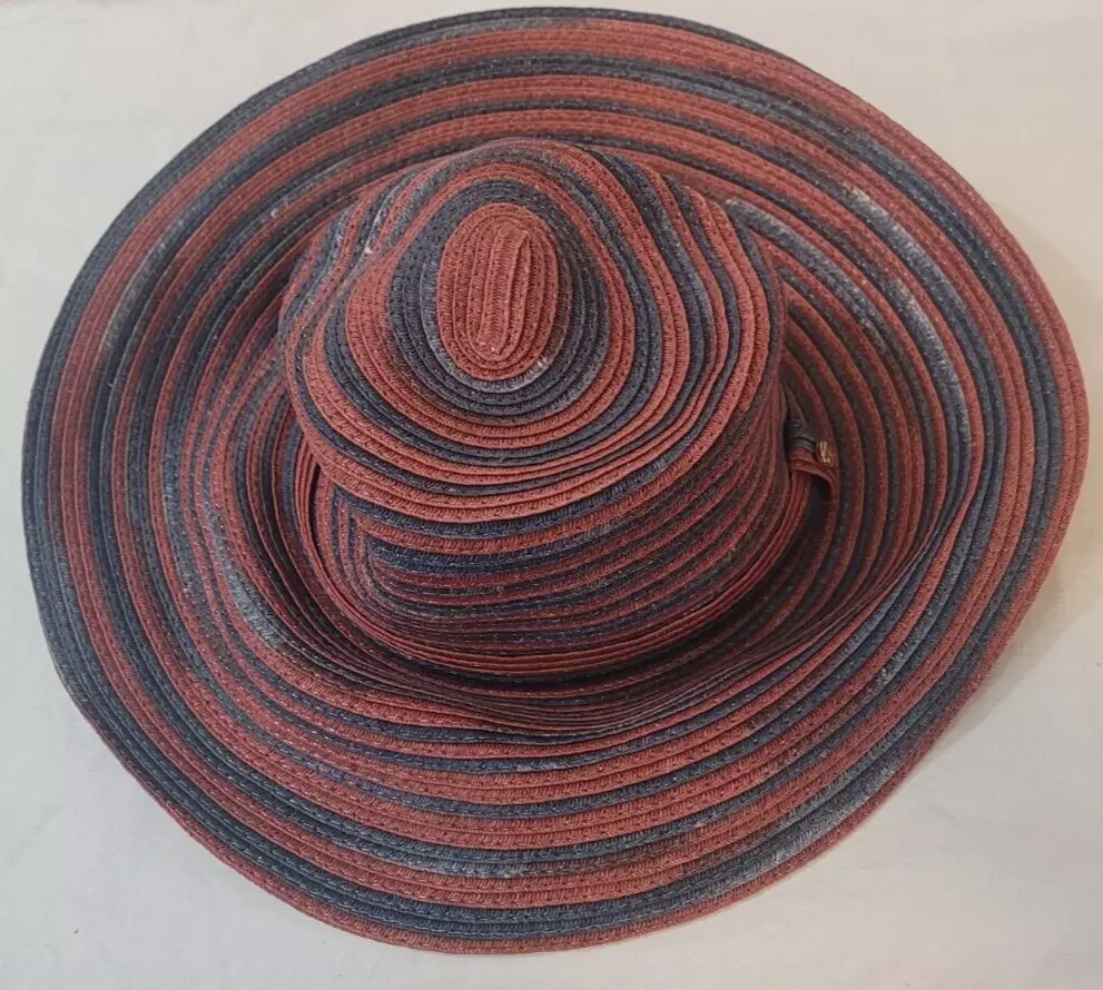 BCBG Maxazria Womens Blue Red Paper Sun Hat eBay