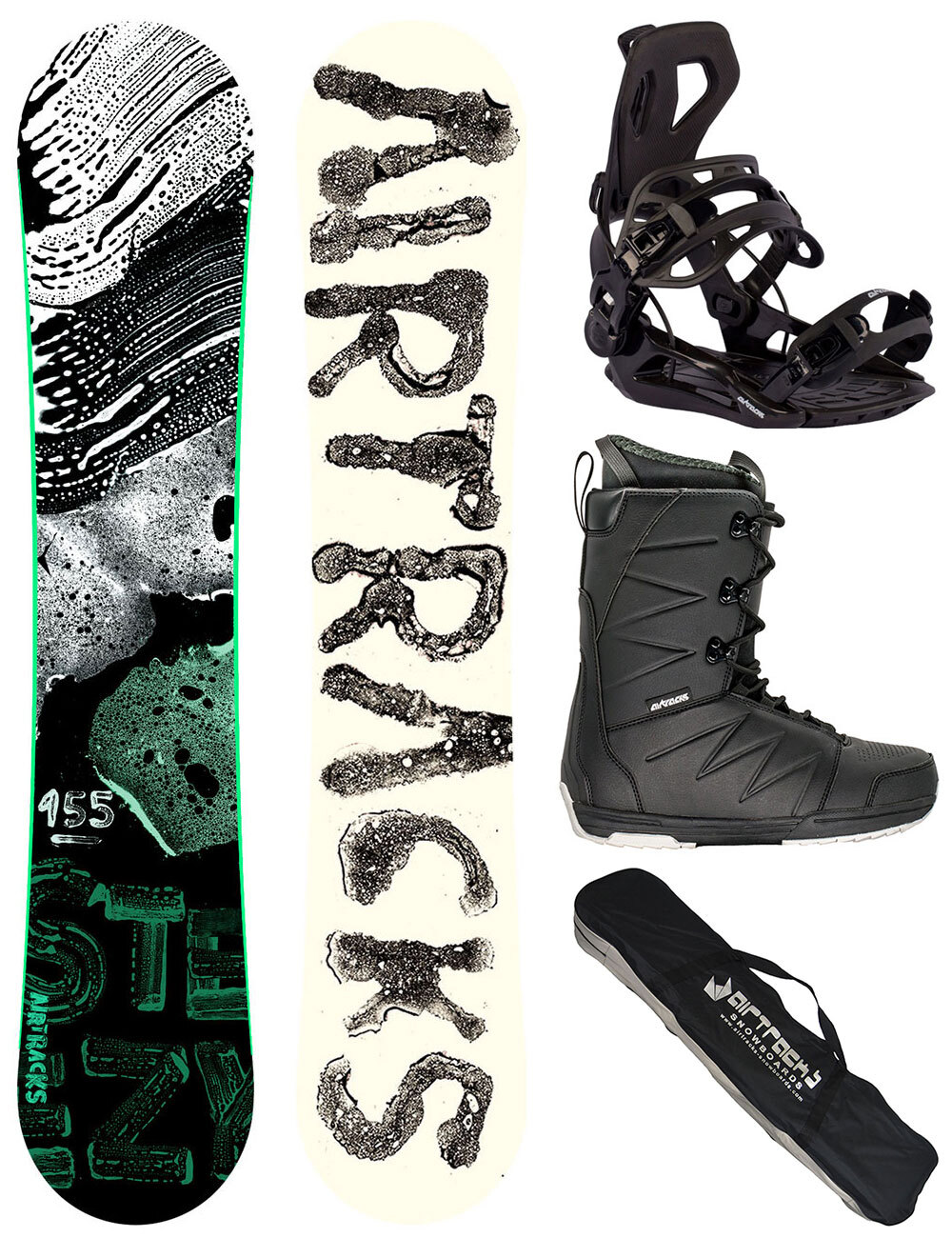 Snowboard Set AIRTRACKS Steezy Rocker+Bindung Master+Boots+Bag / 145 150 155 160