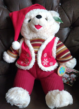 NEW CHRISTMAS Dan Dee Plush Snowflake Teddy Bear Stuffed 2010 Red Vest Hat NWT