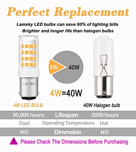 LED BA15D Double Contact Bayonet Base 120 Volts 4W Led Light Bulb,T3/T4/C7/S6... - Picture 3 of 9