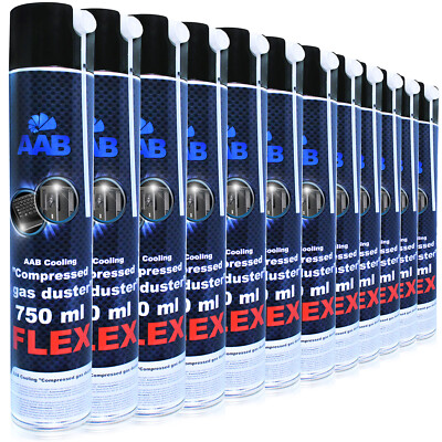 12x AABCOOLING Compressed Gas Duster FLEX 750ml LUFT SPRAYDOSE DRUCKGASSPRAY