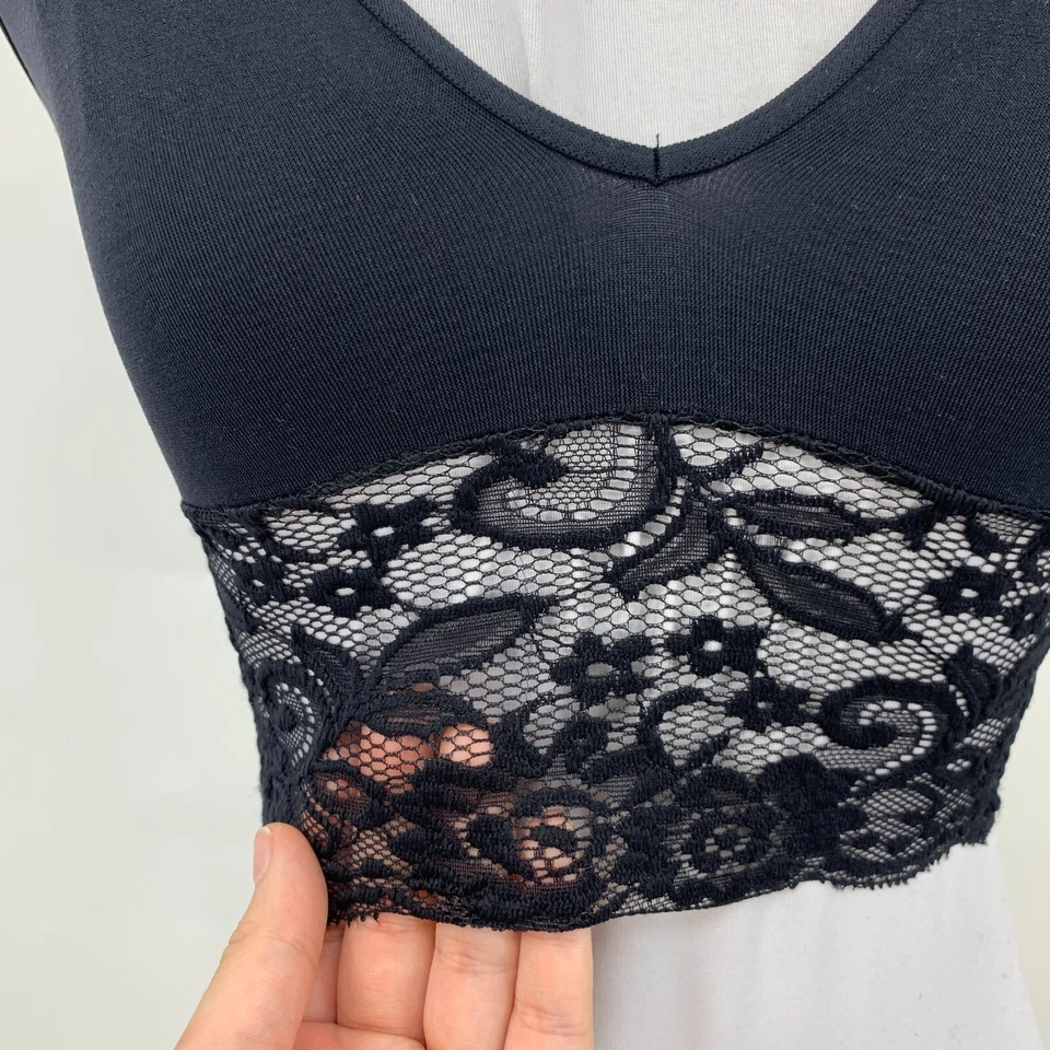 Pullover elástico Anthropologie Bralette para mujer XXS/XS negro sin costuras espalda en T Foto 4 de 4