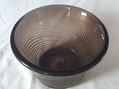 Italian Tommosa Barbi glass vase with gold fleck and smoky tones, circa 1980's - Picture 3 of 9
