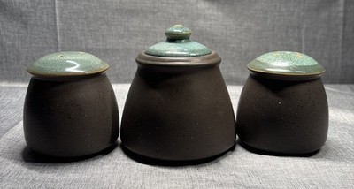 Oneida Stonybrook Spruce Sugar Stoneware Bowl & Lid, Salt & Pepper Shakers
