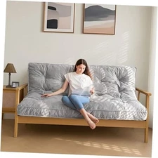  6" Futon Mattress Size, Velvet Thick Futons Sofa Couch Bed, Full Grey