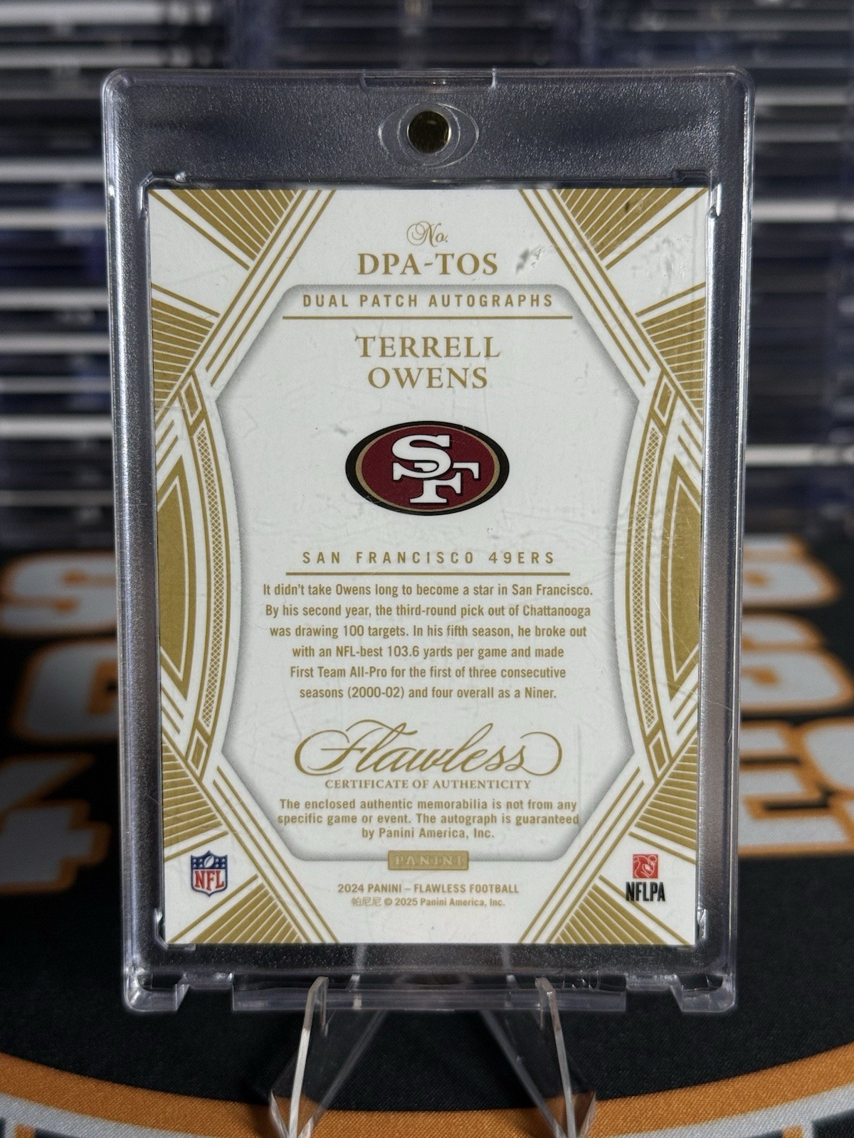 2024 Panini Flawless - Dual Patch Auto Terrell Owens #DPA-TOS Silver /20 AU, MEM view 6