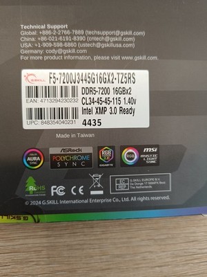 G.SKILL Trident Z5 RGB 32GB (2x16GB) DDR5-7200 DIMM Intel XMP 3.0
