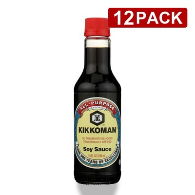Kikkoman Traditionally Brewed Soy Sauce 10 Fl Oz Bottle 12 Pack