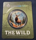 The Wild ELK 1 Troy Oz .999 FINE SILVER Round in CERTI-LOCK w/COA 🟢🎨⭐️