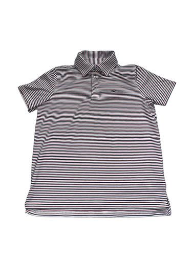Vineyard Vines Boys M (12-14) Polo On The Go OTG Performance Striped Sankaty